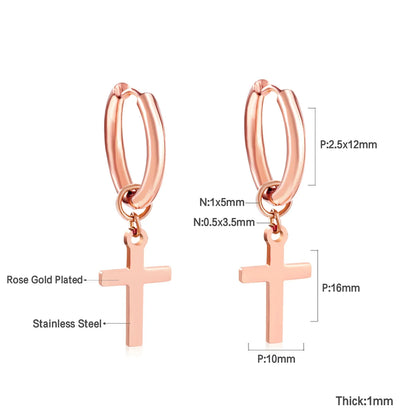 LUXUSTEEL Stainless Steel Cross Hoop Earrings | Colorful Fashion Jewelry for Women