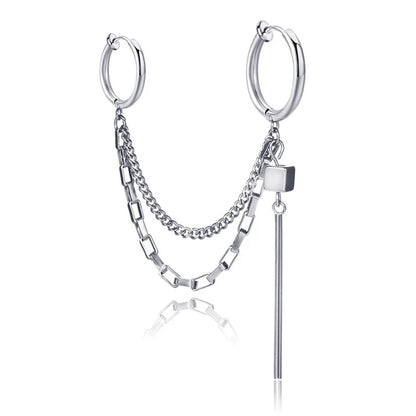 Punk Cross Tassel Earrings | Gothic Hip Hop Chain Stud Earrings