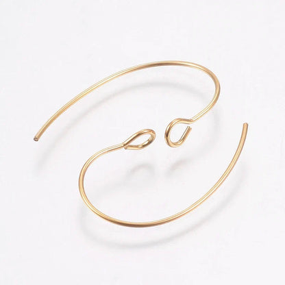 10pc IP 304 Stainless Steel Earring Hooks with Vertical Loop | Golden Stud Earring Findings