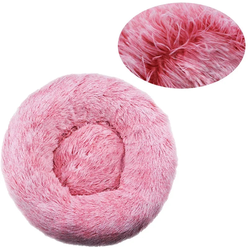 Round Plush Pet Bed for Large & Medium Dogs – Super Soft Cat Bed, Cozy Winter Warm Sleeping House