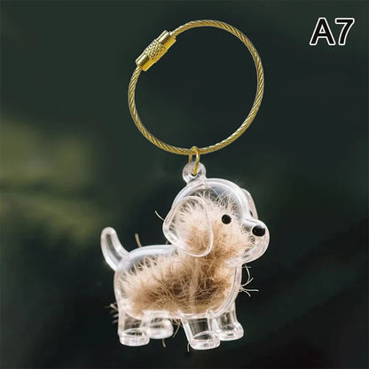Pet Fur Keepsake Capsule Keychain | Clear Dog Hair Memorial Pendant for Pet Lovers
