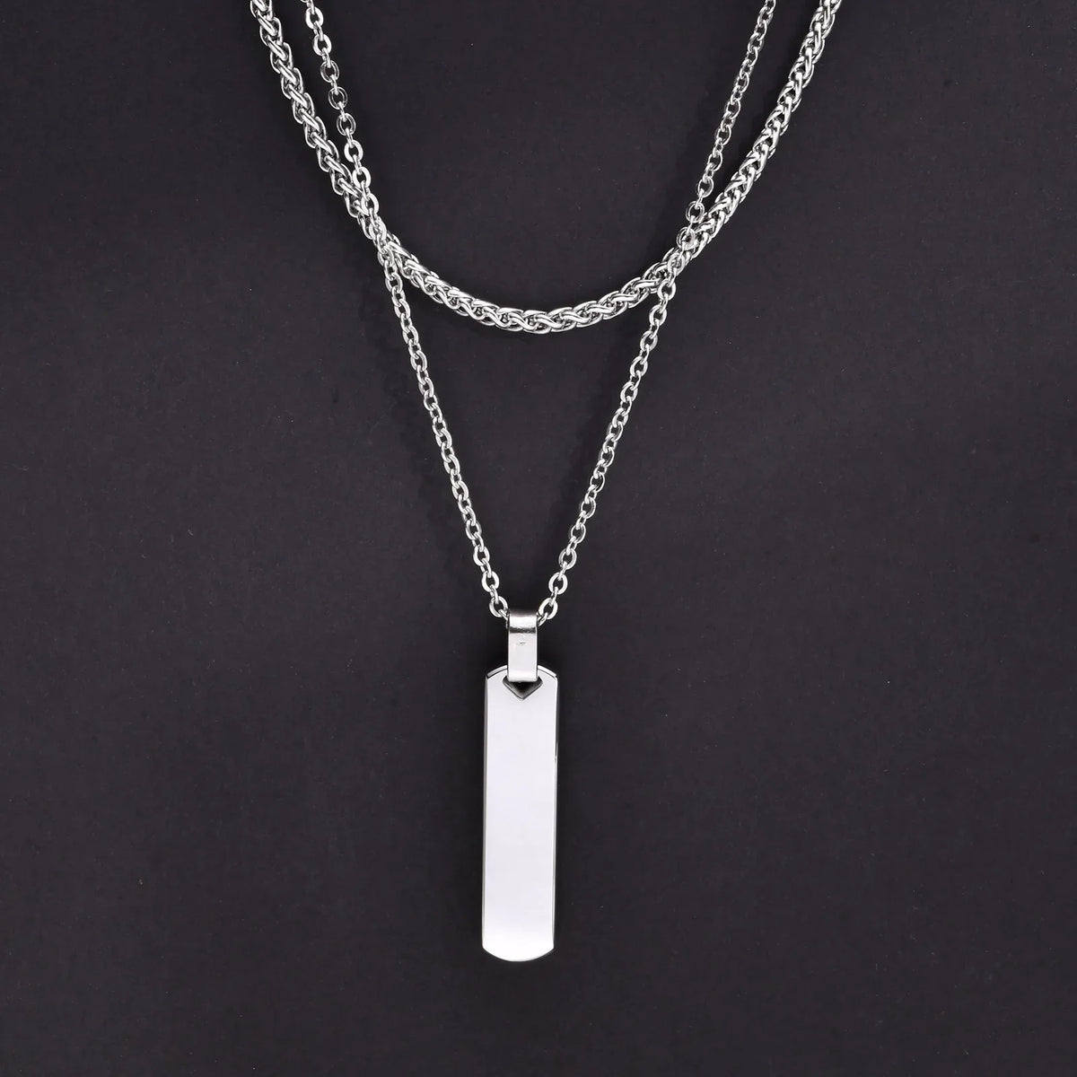 2pcs Vertical Layer Necklaces for Men | Waterproof Stainless Steel Cuban Chain Collar