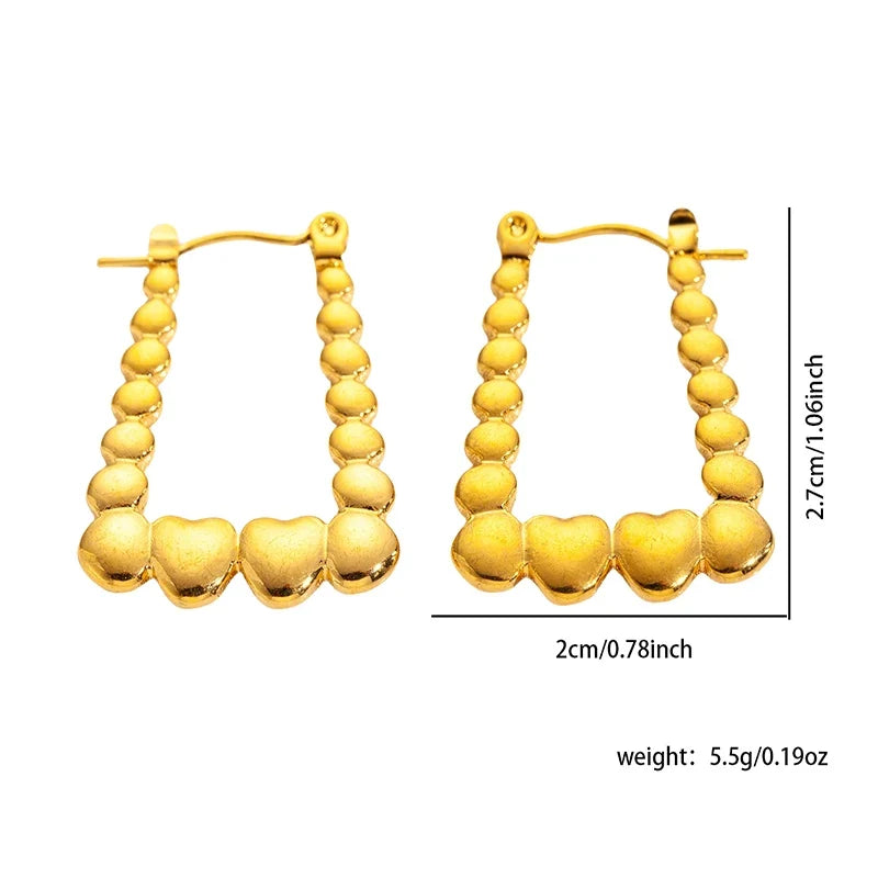ANENJERY 316L Stainless Steel Hollow Square Texture Drop Earrings | Hypoallergenic Geometric Jewelry for Women