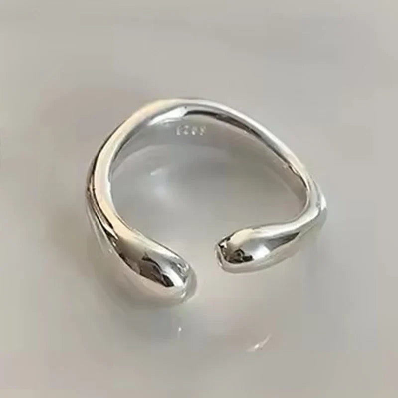 PANJBJ Real 925 Sterling Silver Retro Round Ring | Vintage Fine Jewelry for Women