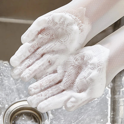 Dishwashing Cleanner Sponge Silicon Hair Removal Glove