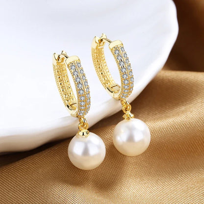 Pearl Hoop Earrings for Women | Light Luxury Fashion Jewelry