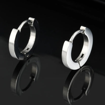 Vnox Small Hoop Huggie Earrings | Glossy Stainless Steel Minimalist Earrings for Women and Men