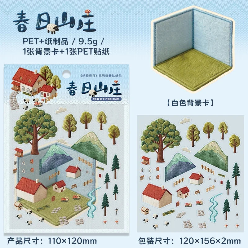 3D Scenery Landscape Stickers | Spring DIY Decals for Junk Journaling
