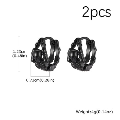 Punk Skeleton Hoop Earrings for Men | Never Fade Metal Huggies