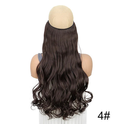20 Inch Curly Fish Line Hair Extension | One Piece No Clip Synthetic Hair Piece