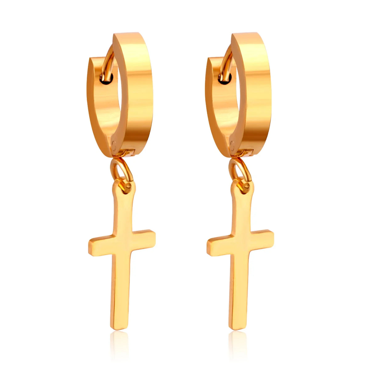 LUXUSTEEL Stainless Steel Cross Hoop Earrings | Colorful Fashion Jewelry for Women