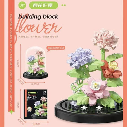 Potted Building Block Simulation Succulent Bouquet Creative Puzzle Building Block Eternal Flower Home Decoration Rose