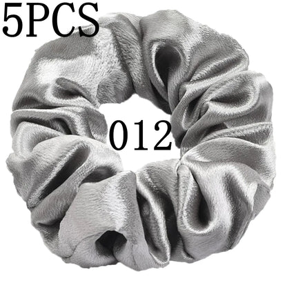 10/5 Pcs Satin Hair Scrunchies Set for Women & Girls – Soft Silk Elastic Hair Bands | Elegant Solid Color Ponytail Holders & Headwear Accessories