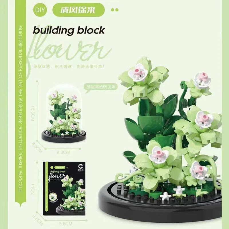 Potted Building Block Simulation Succulent Bouquet Creative Puzzle Building Block Eternal Flower Home Decoration Rose