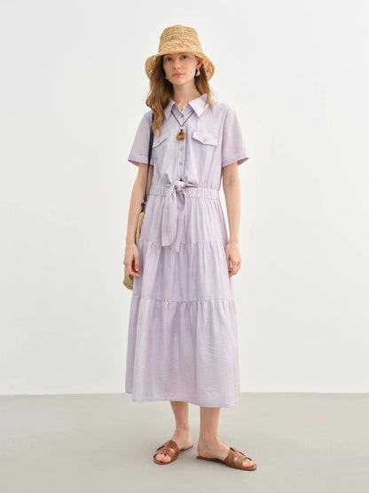 Elegant Women’s Lyocell Shirt Dress Romantic Summer Chic