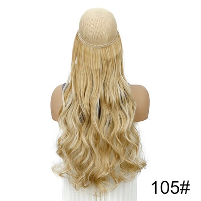 20 Inch Curly Fish Line Hair Extension | One Piece No Clip Synthetic Hair Piece