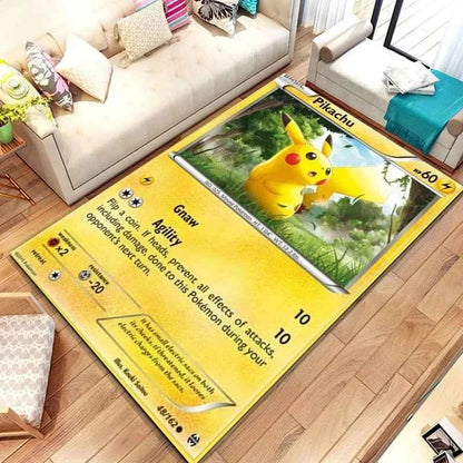 Pokemon Anime Card Pattern Large Area Rug 3D Carpet for Home Living Room Children's Bedroom Sofa Non-slip Kids Doormat Decor M