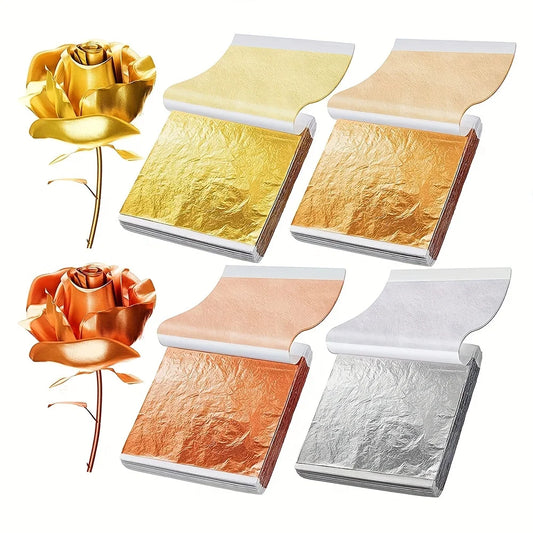 100pcs Imitation Gold Silver Foil Paper Leaf Sheets | Gilding DIY Craft Art Supplies