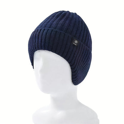 Winter warm woolen hat for middle-aged and elderly people, men's one-piece snowflake ear protection, thickened knitted hat for a