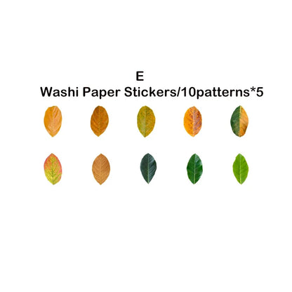 Leaf Washi Paper Stickers | 50-Pack DIY Scrapbooking Decor