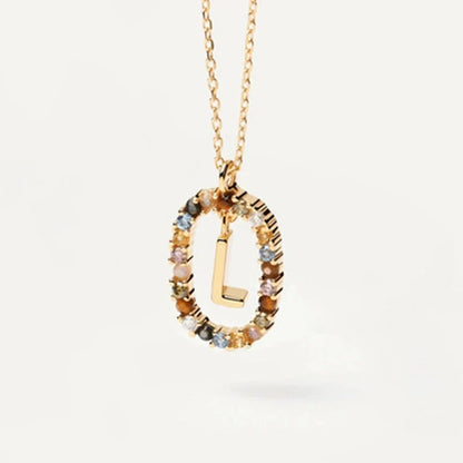925 Sterling Silver Gold Initial Necklace | Personalized Letter Pendant with Zirconia