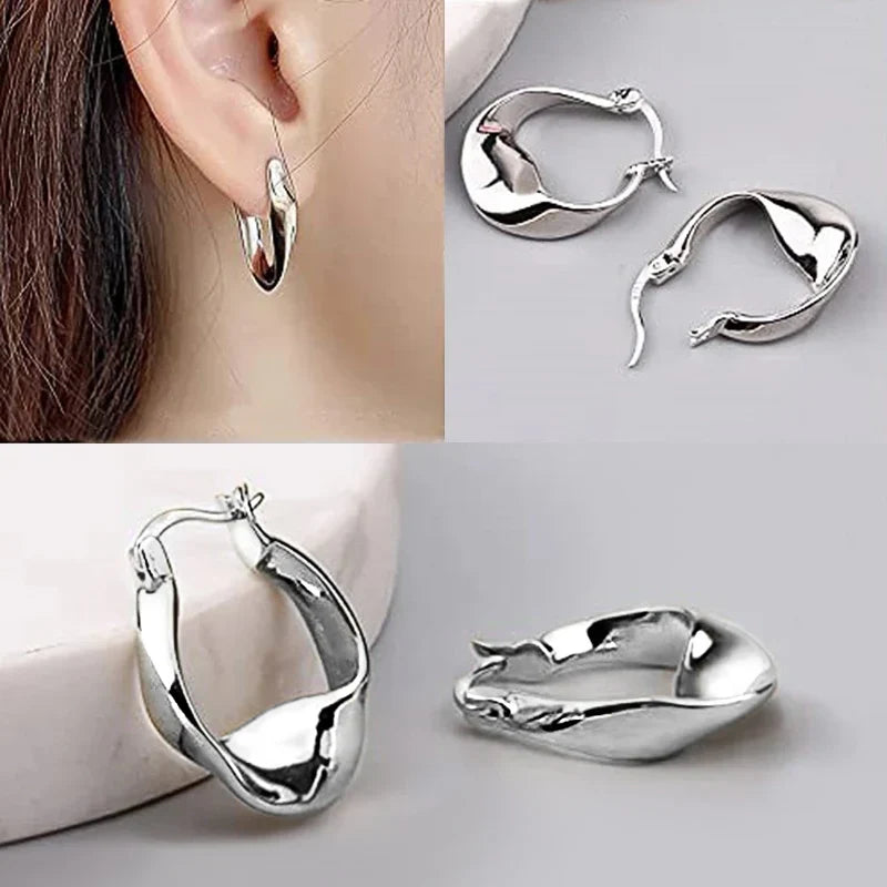 Geometric Metal Hoop Earrings for Women | Trendy Fashion Jewelry Set