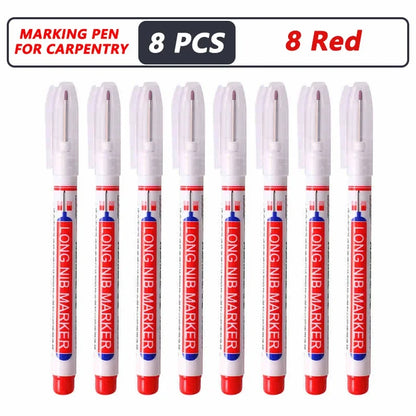 Deep Hole Long Nib Markers for Metal Wood Tile | 8-Pack Waterproof Marking Pens