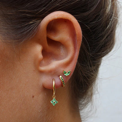 3Pcs Crystal Tragus Stud Earring Set | Flower Cartilage Huggie Earring Bulk Helix Jewelry Women Fashion Heart Lobe Earring Pack