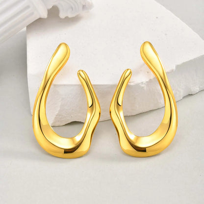 Irregular U-Shaped Earrings for Women | Gold Stainless Steel Geometric Studs