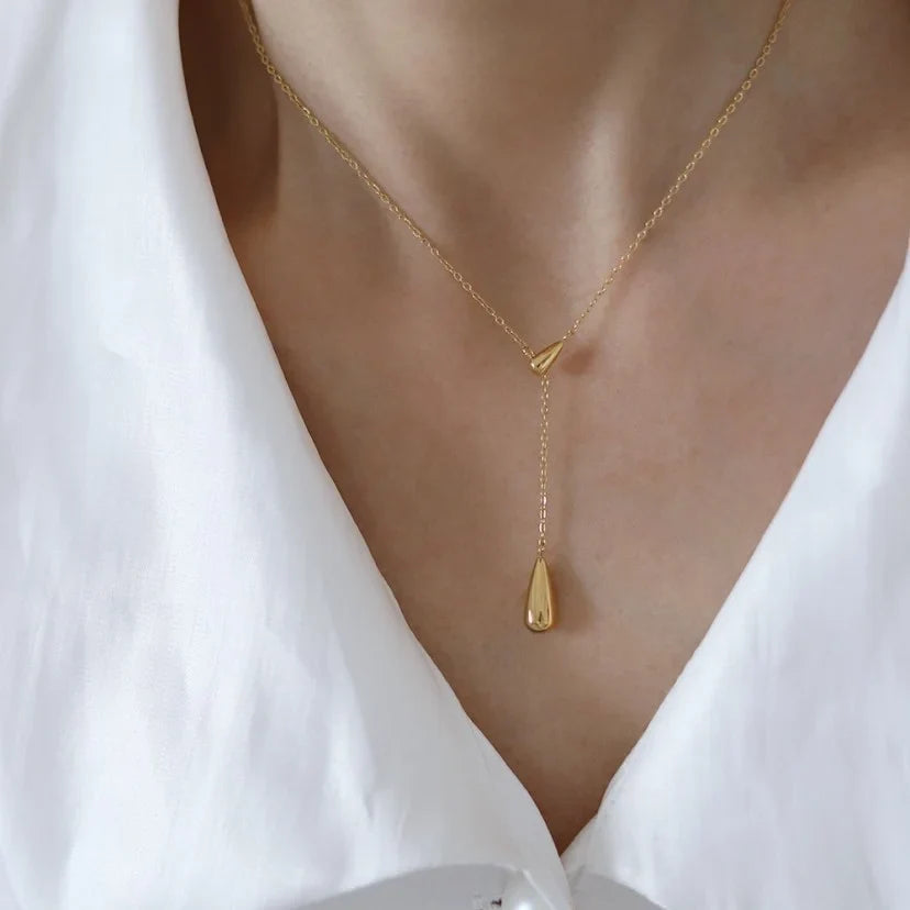 Waterdrop Pendant Necklace | Minimalist Stainless Steel Teardrop Jewelry for Women
