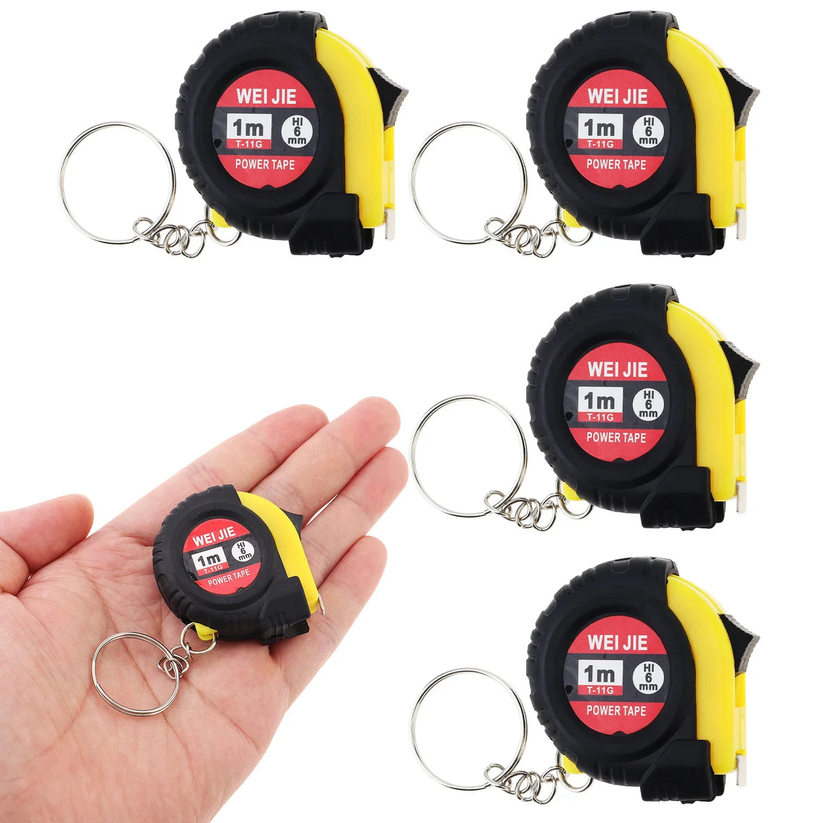 1pc/5pcs 3ft / 1m Green/Yellow Keychain Tape Measure for Quick Easy Measurements with Metric and Inch Scales, Mini Measuring Tape