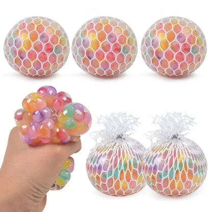 Rainbow Bead Squishy Ball 3D Stress Relief Sensory Toys for Adults Anti-Anxiety Fidget Toy with Non-Toxic for Office Classroom