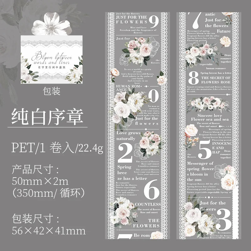 6 Styles Decorative Lace Flower Tape Set | DIY Collage PET Stickers