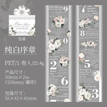 6 Styles Decorative Lace Flower Tape Set | DIY Collage PET Stickers
