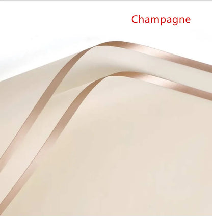 Golden Border Rose Wrapping Paper 5 Pack | Half Transparent Korean Style Gift Packing
