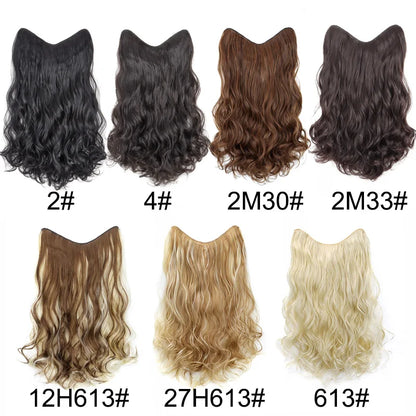 20Inch Synthetic Wavy Curly Clip in Hair Extensions | Heat Resistant Black Blonde Hairpiece for Women