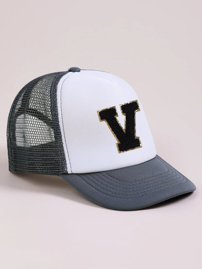 1pc Gray Hat With 26-Letter Pattern | Kids Baseball Cap for Boys and Girls
