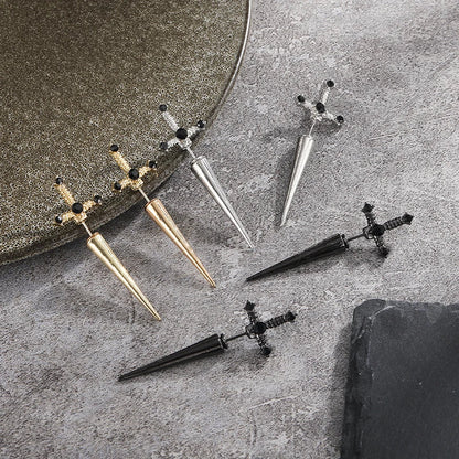 Gothic Sword Earrings | Vintage Crystal Dagger Ear Jacket for Women
