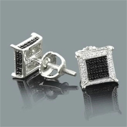 Square Cubic Zirconia Stud Earrings | Vintage Style for Women and Men