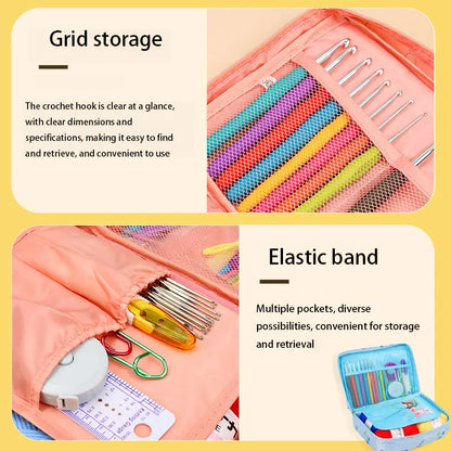 Crochet Kit Beginners Crochet Hook Set with Crochet Yarn,Portable Crochet Set Crochet Hooks Travel Knitting Crochet Supplies