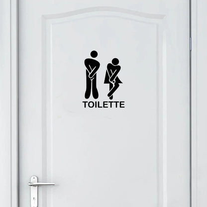French Bathroom Toilet Sign Vinyl Sticker Decal | WC Entrance Sign Door Decal for France Home