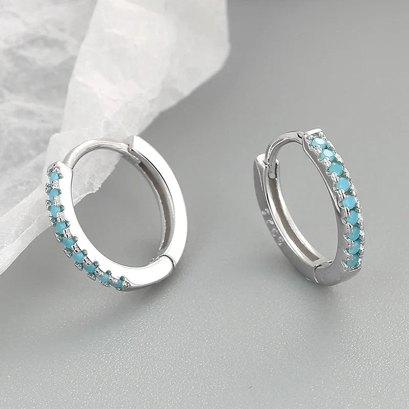 ANENJERY CZ Zircon Circle Hoop Earrings | Punk Trendy Fashion Jewelry