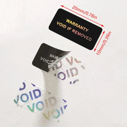 100 Pack Tamper Proof Warranty Stickers | Security Seal Void Labels