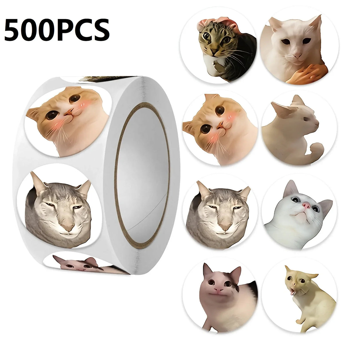 Funny Cat Cartoon Sticker Roll | 100pcs Animal Stickers for Photocard Decor