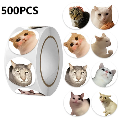 Funny Cat Cartoon Sticker Roll | 100pcs Animal Stickers for Photocard Decor
