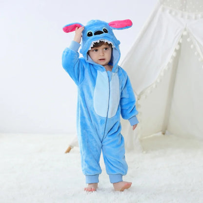 Newborn Baby Romper Infant Long Sleeve Clothes Kigurumi Cute Stitch Animal Cartoon Jumpsuit Girls Boys Pajamas Costume Halloween