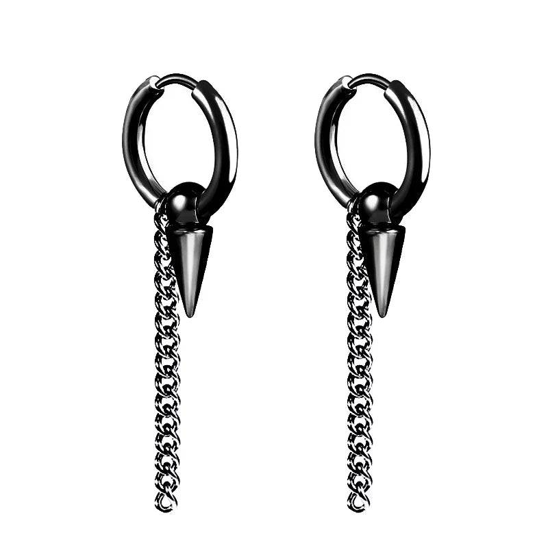 Vintage Punk Stainless Steel Stud Earrings for Men Women | 1 Pair Black Earrings Set