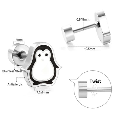 Cute Acrylic Animal Stud Earrings | Surgical Steel Hypoallergenic Earrings for Women and Girls