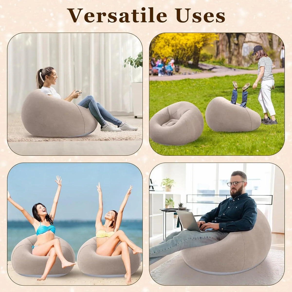 2pcs (1 sofa + 1 air pump) PVC inflatable sofa, suitable for camping, hiking and outdoor activities, Halloween/Christmas gifts