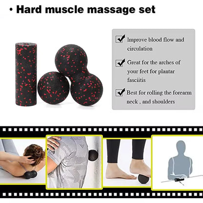 Yoga Peanut Ball Set | Massage Balls and Foam Block for Muscle Recovery